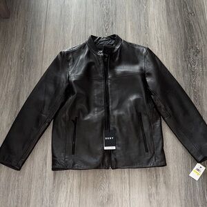DKNY Men's Black Leather Jacket